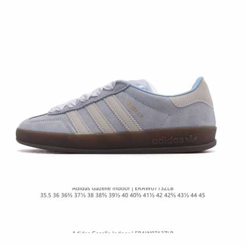 阿迪达斯 Adidas Originals Gazelle Indoor复古三叶草防滑透明橡胶板鞋经典运动鞋。这款经典鞋,忠于原版设计,缀撞色三条纹和鞋跟饰片。