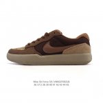 耐克Nike Sb Force 58 运动滑板鞋。这是一款将前沿创新带入街头的单品，它具有硫化杯底，具有出色的耐用性和灵活性。使用柔软皮革织物拼接，在饰面上放置