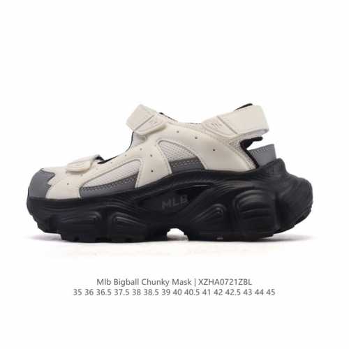 公司级 美职棒 Mlb Bigball Chunky Mask 25春季新款纽约洋基队厚底增高老爹鞋 魔术贴包头凉鞋，男女复古鞋中性纽约洋基队休闲经典运动鞋。加