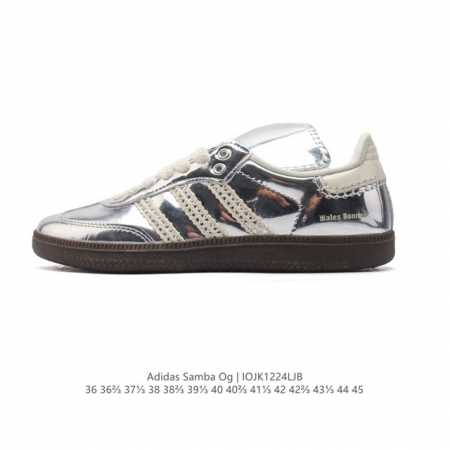 真标 阿迪达斯 德训鞋 经典复古低帮休闲运动慢跑鞋wales Bonner X Adidas 2024 全新秋冬系列联名鞋款 经典运动板鞋。该鞋超大鞋舌采用皮革 - 点击图像关闭