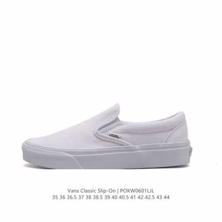 万斯 Vans Classic Slip-On 范斯经典低帮百搭一脚蹬休闲板鞋帆布情侣鞋。 类型：男女鞋 码数：35-44 硫化半码 编码：Pokw0601Lj - 点击图像关闭