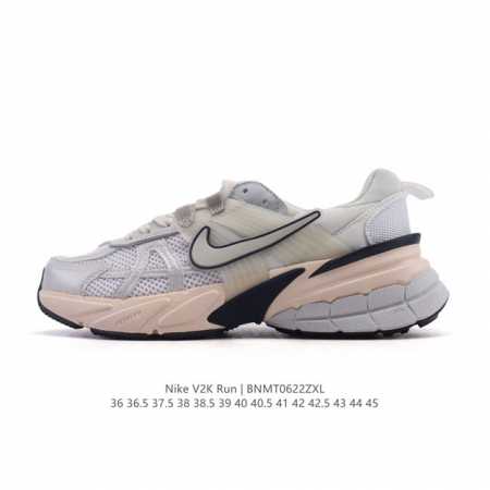 Nike 耐克 V2K Run 减震防滑 复古低帮运动跑步鞋 超火复古跑鞋，采用太空革组合呼吸网眼布鞋面材质，搭载正确4层组合底模，嵌入Tpu加固稳定模块,双层 - 点击图像关闭