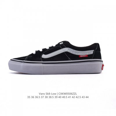 万斯 Vans Sk8-Low 经典款 小红书爆款低帮休闲帆布拼接硫化板鞋 工艺：硫化1:1 重量1:1、真标、原钢印、材质标、鞋型标、合格证 尺码：35 36