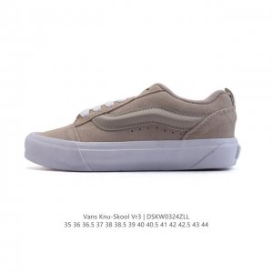 130 万斯 Vans Knu-Skool Vr3 Lx 面包鞋皮革拼接鞋面。坎普尔·茱利安系列低帮复古硫化休闲运动板鞋“肥胖版大Logo”要说整个2023年最