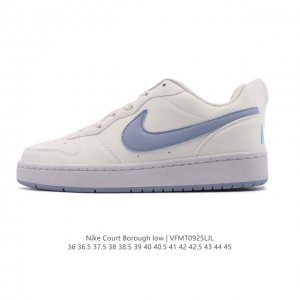 耐克 Nike 男女子运动鞋 Court Borough Low 小空军低帮板鞋。1.其皮革材质的鞋面结合网眼鞋舌，在出众外观与质感的同时提供稳固支撑，并且提升