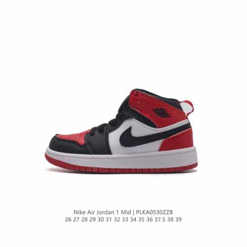 童鞋 耐克 Nike Air Jordan 1 Mid 男女童篮球鞋时尚轻盈板鞋aj1乔1儿童运动鞋 乔丹一代 高帮复古休闲篮球鞋 。Air Jordan 1