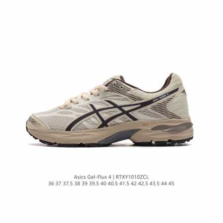 公司级 Asics 亚瑟士 Gel-Flux 4 男女子运动鞋舒适跑鞋缓震透气跑步鞋 。Gel-Flux4采用的是新一代轻质网布面，大孔洞设计极具透气性，柔软包 - 点击图像关闭