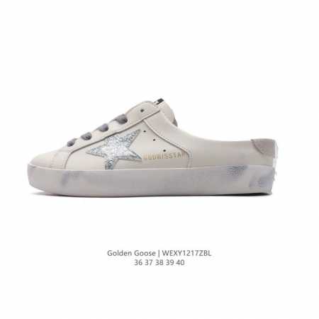 公司级 Golden Goose Deluxe Brand Sstar来自意大利ggdb脏出天际的小脏鞋 包头半拖运动鞋 潮复古板鞋 一脚蹬休闲拖鞋，宋仲基欧巴 - 点击图像关闭