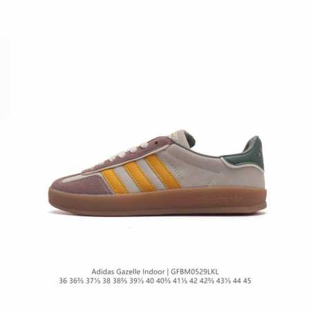 阿迪达斯 Adidas Originals Gazelle Indoor 复古三叶草防滑透明橡胶板鞋经典运动鞋。这款经典鞋,忠于原版设计,缀撞色三条纹和鞋跟饰片 - 点击图像关闭