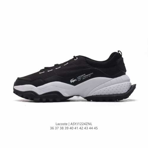 公司级 Lacoste 时尚户外休闲潮流系列运动鞋 厚底增高老爹鞋 广东大厂品质全新工艺升级 品质毋庸置疑 全新原厂包装鞋盒 透气网面鞋面，搭配防臭防腐真皮乳胶