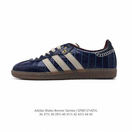 阿迪达斯 德训鞋 经典复古低帮休闲运动慢跑鞋wales Bonner X Adidas 2024 全新秋冬系列联名鞋款 经典运动板鞋。该鞋采用皮革制成，含别致缝 - 点击图像关闭