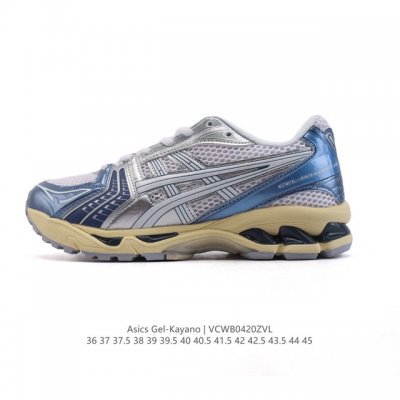 真标 亚瑟士 Asics Gel-Kayano 14 运动休闲透气专业缓震慢跑鞋。采用工程弹性双层再生网格密度鞋面材质，后跟3D可视Gel缓震乳胶物料，升级Ff