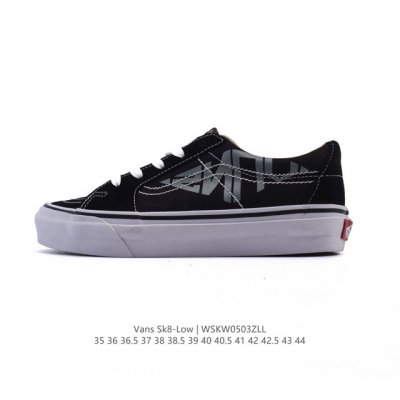 万斯 Vans Sk8-Low 经典款 小红书爆款低帮休闲皮革帆布拼接硫化板鞋 工艺：硫化1:1 重量1:1、真标、原钢印、材质标、鞋型标、合格证 尺码：35
