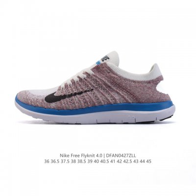 耐克Nike Free Flyknit 赤足4.0 轻跑鞋运动鞋 缓震性能胜过 3.0，轻薄特性胜过 5.0，Nike Free 4.0 Flyknit 男女子