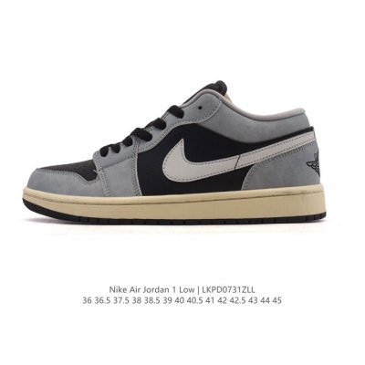 真标 耐克 乔丹Air Jordan 1 Low Aj1 乔1 乔丹1代Aj1 低帮复古文化休闲运动篮球鞋。从1985 年面世的元年款汲取设计灵感，采用简洁大方