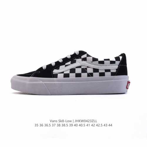 万斯 Vans Sk8-Low 经典款 棋盘格 小红书爆款低帮休闲皮革帆布拼接硫化板鞋 工艺：硫化1:1 重量1:1、真标、原钢印、材质标、鞋型标、合格证 尺码