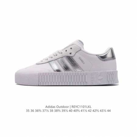 阿迪达斯 Adidas 三叶草 Outdoor 经典三条杠复古休闲运动板鞋 德训鞋 samba 四季时尚简约小白鞋男女鞋情侣鞋厚底增高百搭潮鞋。 类型：男女鞋 - 点击图像关闭