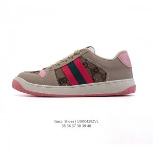 古驰女鞋 Gucci Screener系列做旧脏脏鞋 闪钻鞋面时尚厚底增高复古板鞋潮运动鞋，复古学院风款式与融入怀旧运动服风格的面料风靡数十年，不同风格演绎出的