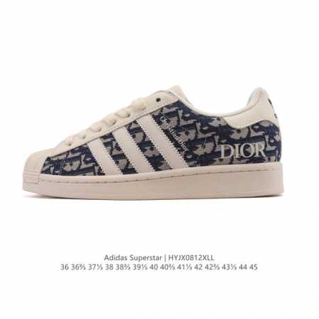 公司级 阿迪达斯 Adidas Superstar 2025年新款鞋子 蛇年新款 迪奥联名 经典贝壳头系列 新款休闲板鞋潮流男女士运动鞋 。鞋面织物拼接材质 标 - 点击图像关闭