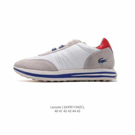 Lacoste 时尚户外休闲潮流系列运动鞋 时尚潮运动板鞋鞋 广东大厂品质全新工艺升级 品质毋庸置疑 全新原厂包装鞋盒 透气皮革拼接网面鞋面，搭配防臭防腐真皮乳 - 点击图像关闭