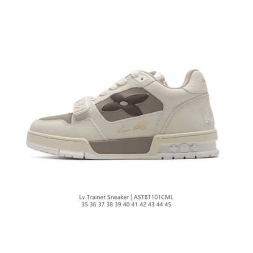 公司级 路易威登 Louis Vuitton LV路易威登板鞋 时尚运动鞋 潮厚底增高鞋 。舒适防滑底和百搭性霸屏整个时尚娱乐圈，细节调整完美主义！鞋面采用柔软