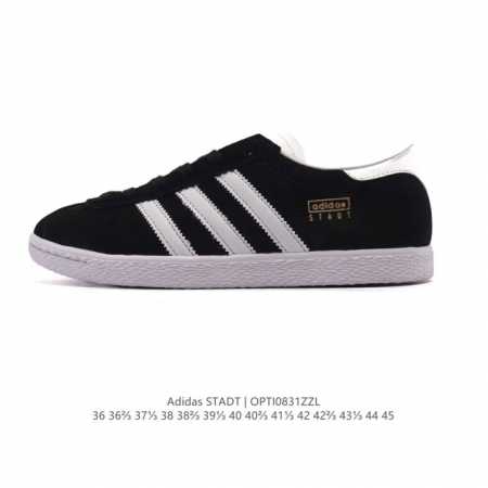 新品 阿迪达斯 Adidas Stadt 舒适透气 百搭潮流 复古时尚 德训鞋 柔软舒适 防滑耐磨 低帮 运动板鞋 男女同款。休闲鞋特色：设计师大胆选择粉色打底 - 点击图像关闭