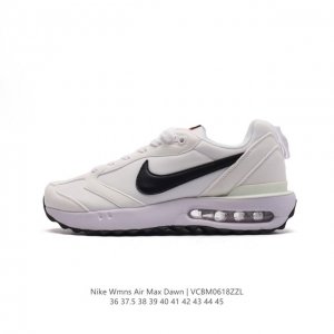 耐克 Nike Air Max Dawn 黎明系列 低帮气垫百搭休闲运动慢跑鞋，从配色上彰显出浓厚的复古气质。最大的亮点当属鞋型设计上加入结构元素，汲取1984