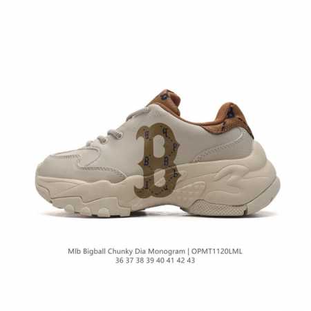 韩国mlb 男女复古老爹 Mlb Bigball Chunky Dia Mono 复古印花 男女厚底增高纽约洋基队老爹运动休闲鞋 ，Mlb他们家老爹鞋一直都是深 - 点击图像关闭