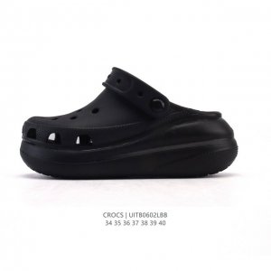 特价 Crocs 沙滩洞洞鞋 云朵 女士休闲厚底增高凉拖鞋 卡骆驰明星同款 厚底增高凸显大长腿沙滩鞋 选择尺码时 建议选大一码 脚感更舒适 这款没有鞋盒 类型：