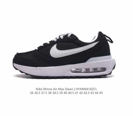 耐克 Nike Air Max Dawn 黎明系列 低帮气垫百搭休闲运动慢跑鞋。从配色上彰显出浓厚的复古气质。最大的亮点当属鞋型设计上加入结构元素，汲取1984 - 点击图像关闭