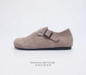 Birkenstock Boston Vl 勃肯女鞋 绒面金属针扣软木底包头拖鞋 加绒加厚板鞋 天鹅绒般的绒面革赋子休闲的经典外观 牛皮绒面革质地柔软 搭配可调