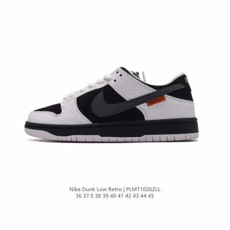 真标 耐克 TIGHTBOOTH x Nike SB Dunk Low 联名熊猫 滑板鞋。鞋面采用麂皮和皮革材质打造，带来不俗的视觉层次感。其中在白色皮革上印有 - 点击图像关闭