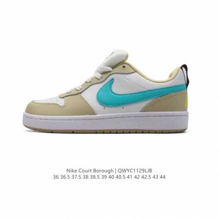 耐克 Nike 男女子运动鞋 Court Borough Low 小空军低帮板鞋。1.其皮革材质的鞋面结合网眼鞋舌，在出众外观与质感的同时提供稳固支撑，并且提升 - 点击图像关闭