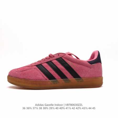 阿迪达斯 Adidas Originals Gazelle Indoor 复古三叶草防滑透明橡胶板鞋经典运动鞋。这款经典鞋,忠于原版设计,缀撞色三条纹和鞋跟饰片 - 点击图像关闭