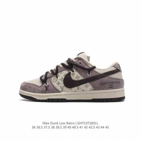 耐克 Nike Dunk Low Retro 运动鞋经典复古板鞋 路易威登联名 解构绑带 双鞋带。作为 80 年代经典篮球鞋款，起初专为硬木球场打造，后来成为席 - 点击图像关闭