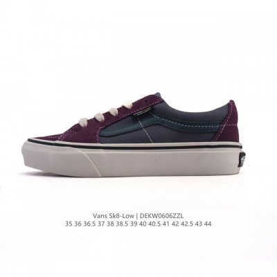 万斯 Vans Sk8-Low 经典款 小红书爆款低帮休闲帆布拼接硫化板鞋 工艺：硫化1:1 重量1:1、真标、原钢印、材质标、鞋型标、合格证 尺码：35 36