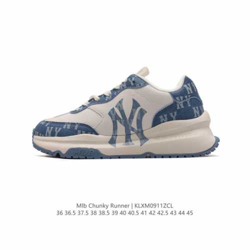 全新新款，Ny美国榄球洋基队new York Yankees X Mlb Chunky Runner Liner 莱纳系列低帮厚底老爹风透气舒适皮面休闲运动慢跑