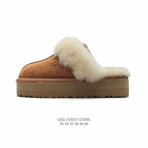 公司级 Ugg 棉拖 雪地靴 俏皮可爱的百变造型 大毛领， 美国轻奢品牌ugg 平底系列冬季雪地休闲保暖家居包头棉拖鞋。官方同步包装 检验标 材料采用原厂防污防