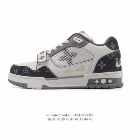 公司级 Lv Skate Sneaker 路易威登 2025年新款运动板鞋 蛇年限定 春夏秀场初次亮相，此次以粒面牛皮革焕新呈现。加垫鞋领和鞋舌援引滑板鞋设计， - 点击图像关闭