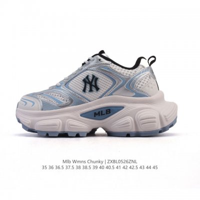 公司级 美职棒 Mlb Bigball Chunky 纽约洋基队厚底增高老爹鞋男女复古鞋中性纽约洋基队休闲经典运动鞋 加厚鞋底 侧面有撞色Ny标识 打造出时尚外