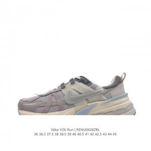 Nike 耐克 V2K Run 减震防滑 复古低帮跑步鞋 超火复古跑鞋，采用太空革组合呼吸网眼布鞋面材质，搭载正确4层组合底模，嵌入tpu加固稳定模块,双层md