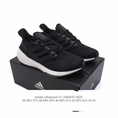 阿迪达斯 爆米花 男女鞋 Adidas Ultraboost 21低帮畅跑缓震回弹跑步运动鞋，Ultraboost 21以全新的外观示人。此次采用全新编制纹理的 - 点击图像关闭