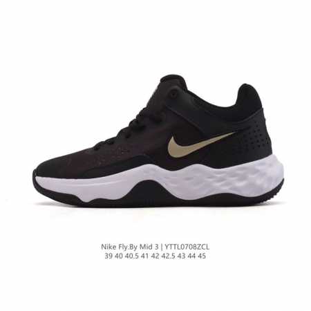 新品 耐克 Nike Fly By Mid 3 简约百搭 减震防滑耐磨圆头系带 织物 支撑轻便回弹 实战篮球鞋 中帮 男款运动跑步鞋。这款运动鞋采用柔软的回馈泡 - 点击图像关闭