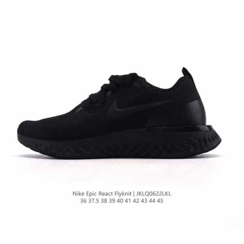新品 耐克 Nike 男鞋新品Epic React Flyknit 泡沫颗粒编织缓震休闲鞋网鞋跑步鞋，鞋款设计比较修长，鞋面采用了Nike Flyknit技术，