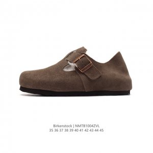 Birkenstock Boston Vl 勃肯男女鞋 加绒加毛 秋冬新款 绒面金属针扣软木底包头运动板鞋 天鹅绒般的绒面革赋子休闲的经典外观，牛皮绒面革质地柔
