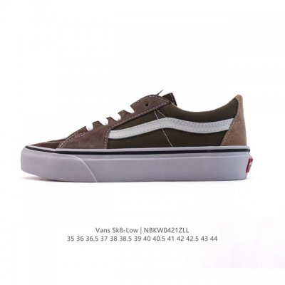 万斯 Vans Sk8-Low 经典款 小红书爆款低帮休闲皮革帆布拼接硫化板鞋 工艺：硫化1:1 重量1:1、真标、原钢印、材质标、鞋型标、合格证 尺码：35