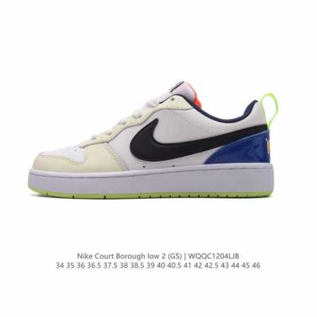耐克 Nike 男女子运动鞋 Court Borough Low 小空军低帮板鞋。1.其皮革材质的鞋面结合网眼鞋舌，在出众外观与质感的同时提供稳固支撑，并且提升 - 点击图像关闭