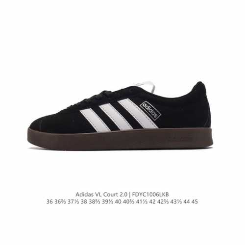 Adidas T头鞋 阿迪达斯 Vl Court 2.0 Shoes 运动休闲板鞋小白鞋，这款t形鞋头运动鞋,力求无论球场或街头,皆显耀眼出众。采用绒面革和牛皮