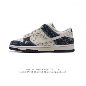 真标 耐克 Nike Dunk Low Retro 运动鞋复古板鞋 路易威登联名。作为 80 年代经典篮球鞋款，起初专为硬木球场打造，后来成为席卷街头的时尚标杆