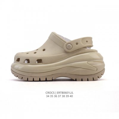 降价原价170元 Crocs 沙滩洞洞鞋 女士休闲厚底增高凉拖鞋 卡骆驰明星同款 厚底增高沙滩鞋 选择尺码时 建议选大一码 脚感更舒适 家居休闲一式两用拖鞋 白